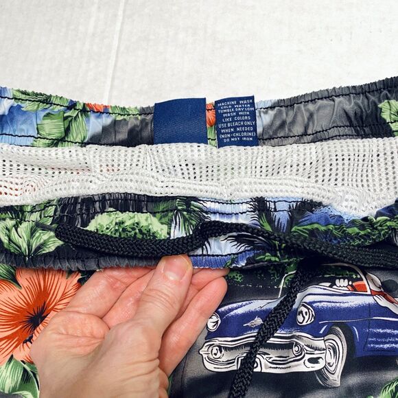 Big Dogs Tropical Print Swim Trunks - Black and Green - Picture 10 of 13